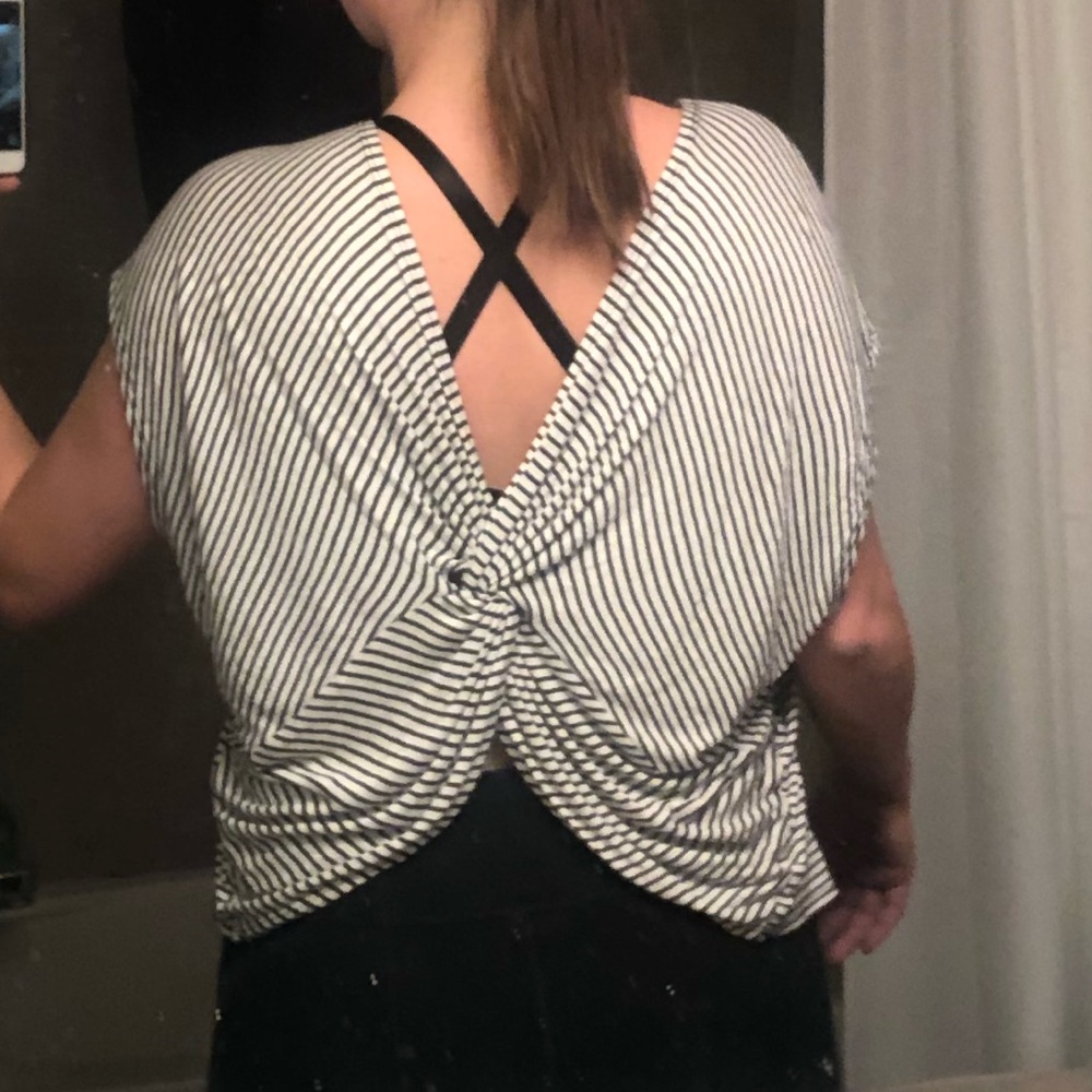 Final Touch Striped T w/ Knot and low back